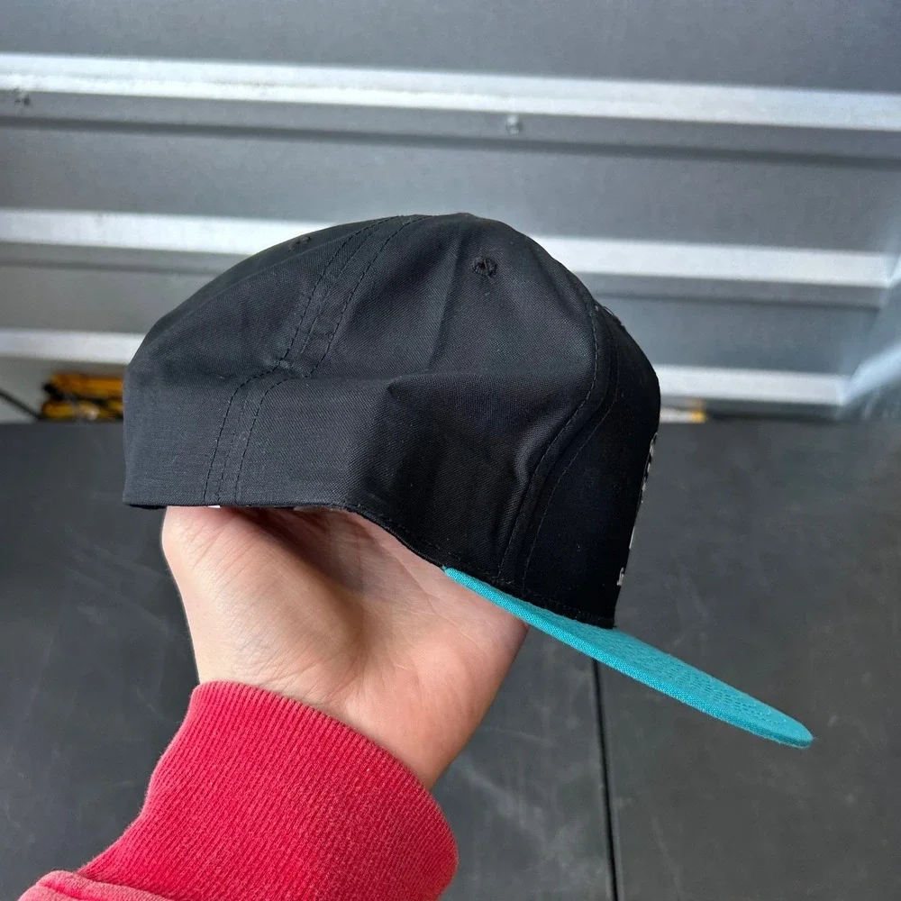 Vintage Sierra Army Depot Fishing Get‎ Hooked on Safety Snapback Hat Black Teal